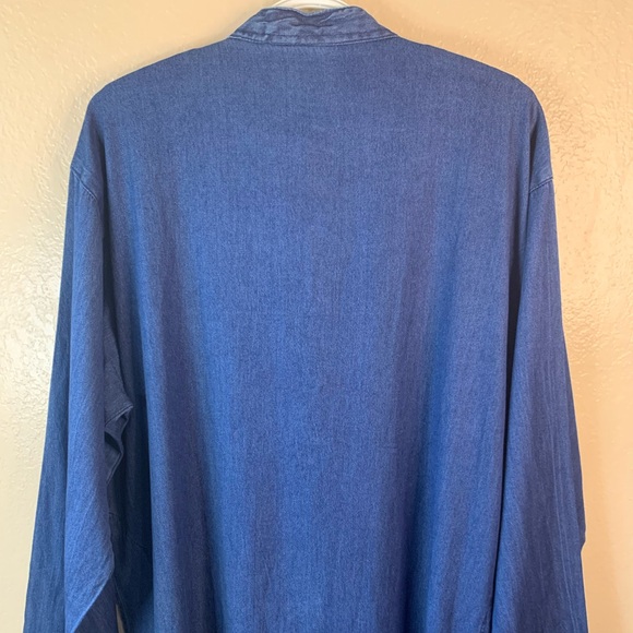 Vintage CREEKS Chambray Snap Front Lagenlook Long Sleeve Midi Dress Size 16 NWT - Picture 5 of 13